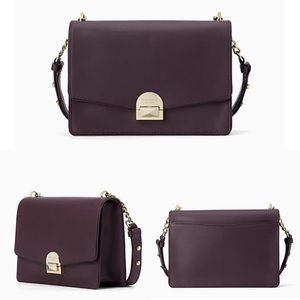 KATE SPADE Neve Convertible Flap Shoulder Bag chocolate cherry red & Olive green